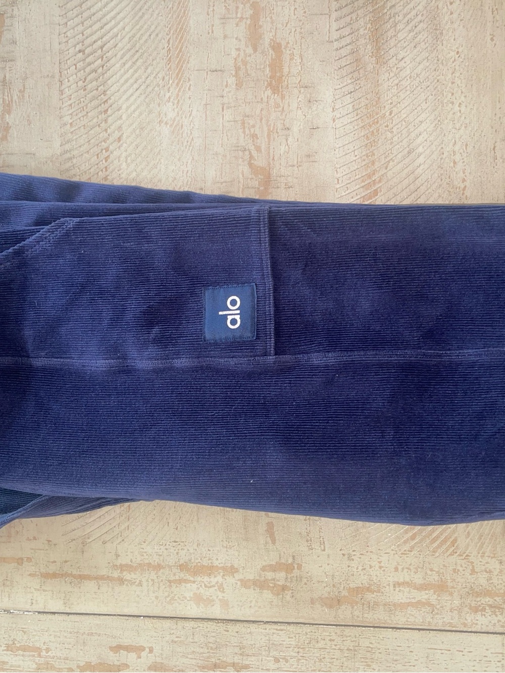 Alo Navy Velvet Leggings with Logo